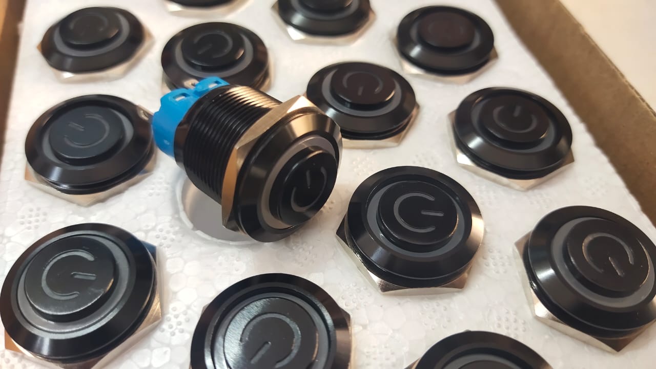 HiFi BUSH BUTTON SWITCH 22MM BLACK