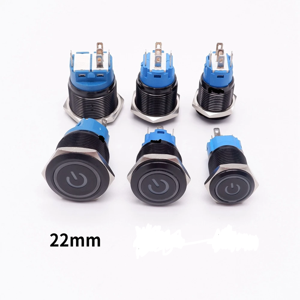 HiFi BUSH BUTTON SWITCH 22MM BLACK