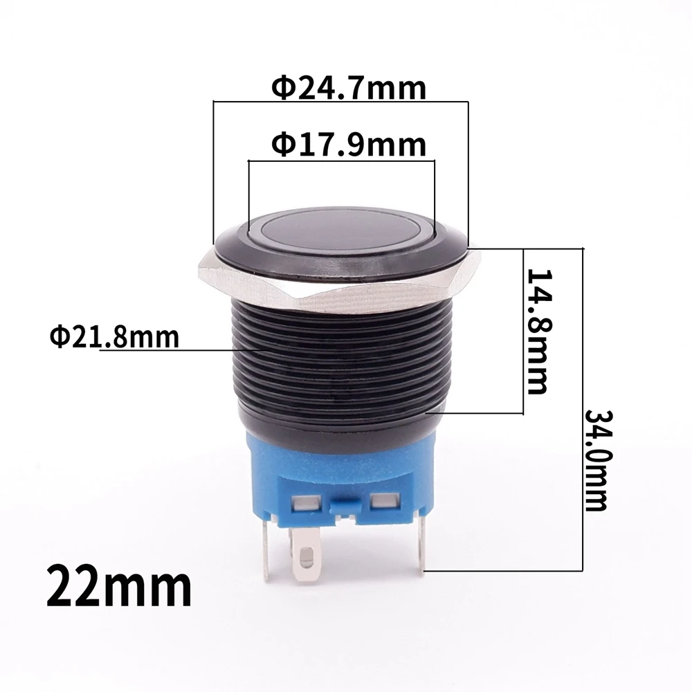 HiFi BUSH BUTTON SWITCH 22MM BLACK